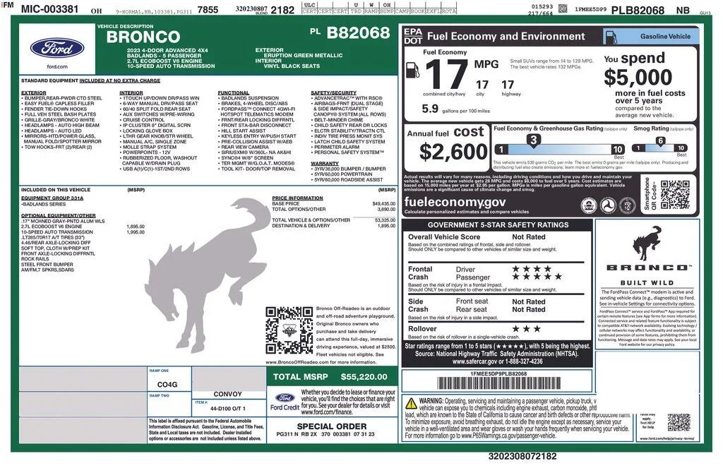 ford bronco 4-door 2023 1FMEE5DP9PLB82068 image ford bronco 4-door 2023 1FMEE5DP9PLB82068 image